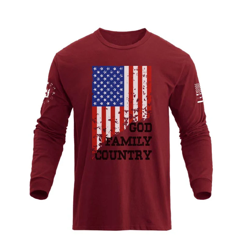 Men's 100% Cotton Patriotic American Flag GFC Graphic Midweight Long Sleeve T-shirts - Image 20