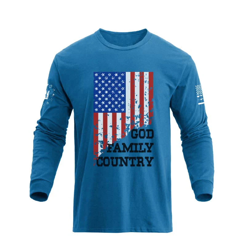 Men's 100% Cotton Patriotic American Flag GFC Graphic Midweight Long Sleeve T-shirts - Image 21