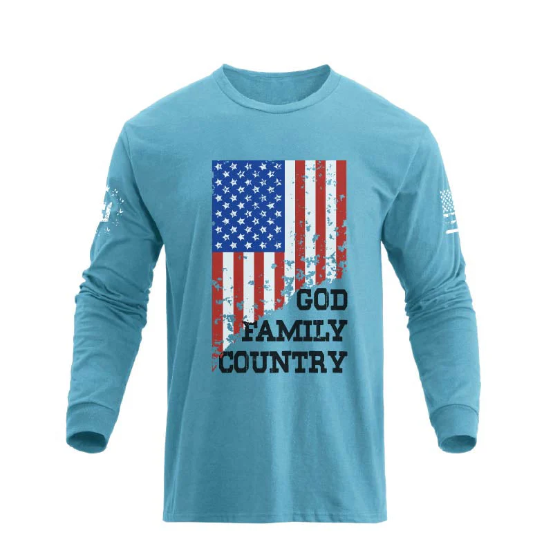 Men's 100% Cotton Patriotic American Flag GFC Graphic Midweight Long Sleeve T-shirts - Image 25