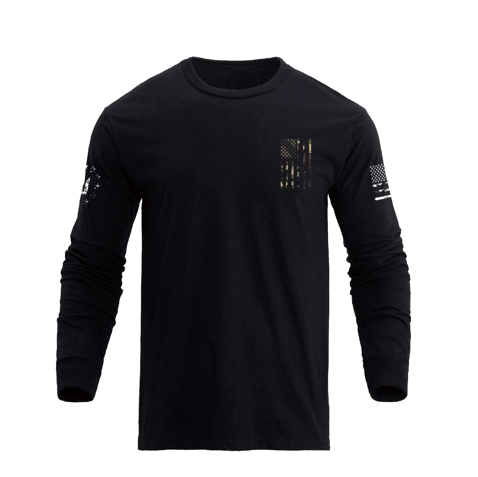 Men's 100% Cotton Patriotic American Flag Camouflage Cross Graphic Midweight Long Sleeve T-shirts - Image 3