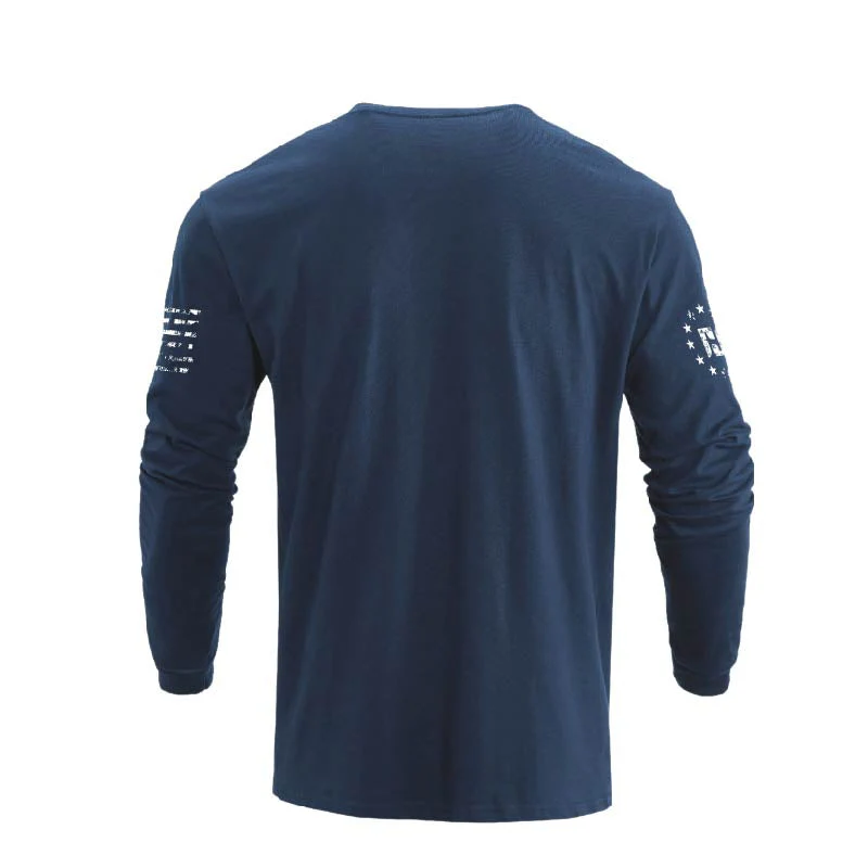 Men's American Flag Shield with Skull Long Sleeve Graphic T-Shirt - Image 18