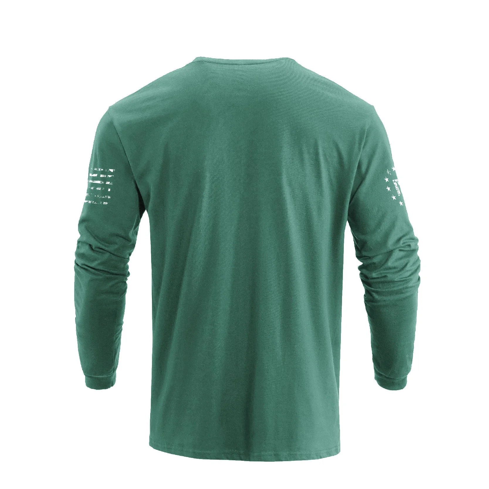 Men's American Flag Shield with Skull Long Sleeve Graphic T-Shirt - Image 2