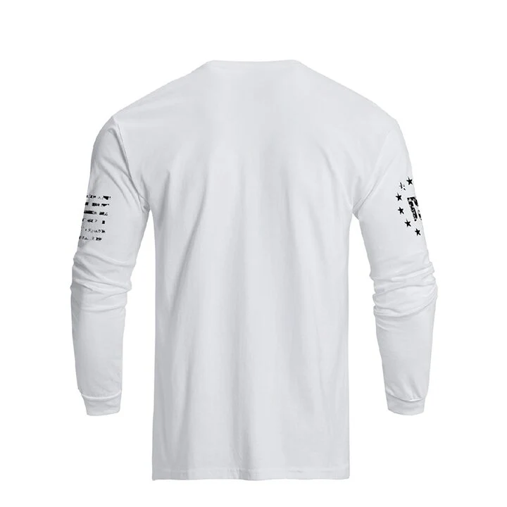 Men's American Flag Shield with Skull Long Sleeve Graphic T-Shirt - Image 6
