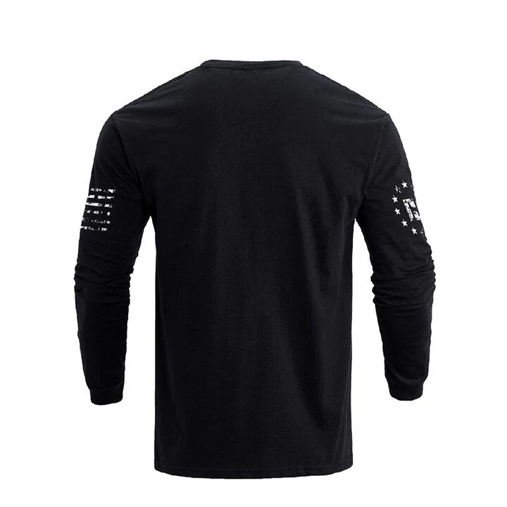 Men's American Flag Shield with Skull Long Sleeve Graphic T-Shirt - Image 8