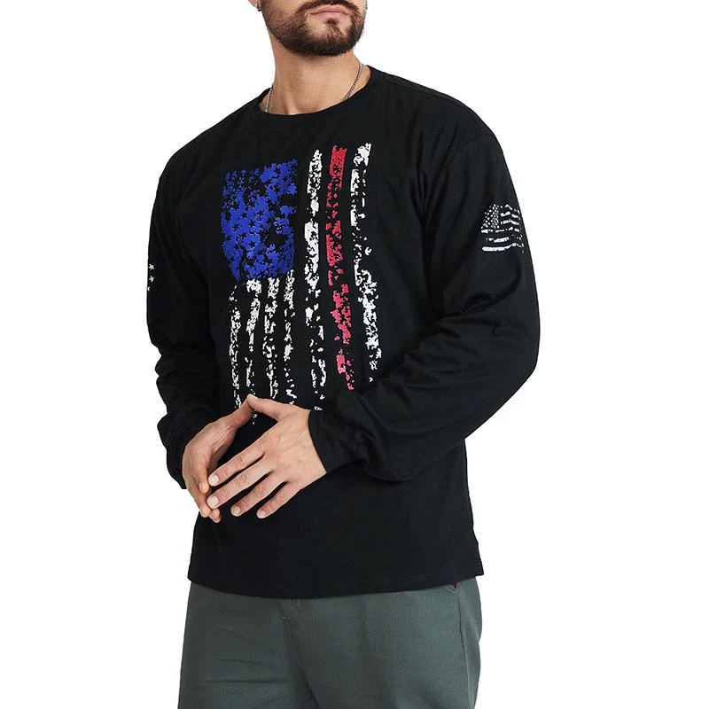 Men's American Flag Shield Graphic Long Sleeve  T-Shirt - Image 11