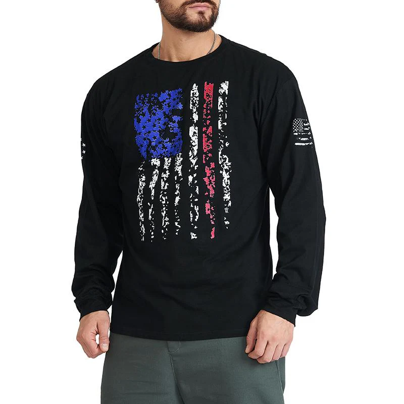 Men's American Flag Shield Graphic Long Sleeve  T-Shirt - Image 12