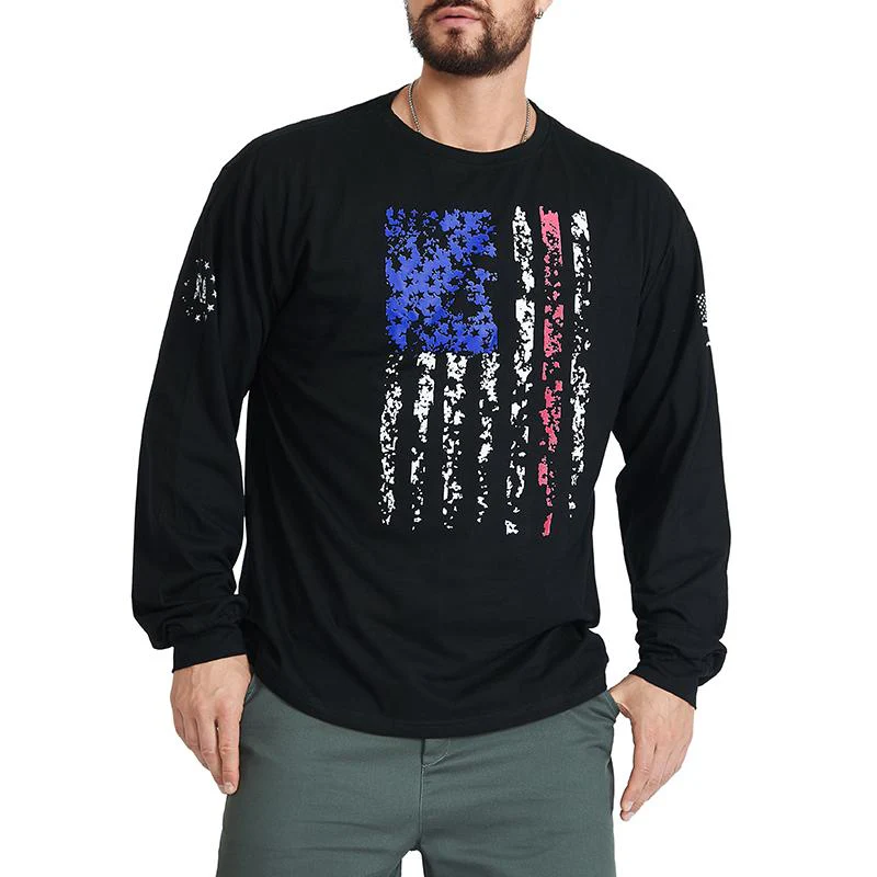 Men's American Flag Shield Graphic Long Sleeve  T-Shirt - Image 13