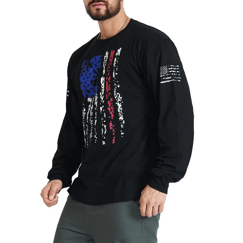 Men's American Flag Shield Graphic Long Sleeve  T-Shirt - Image 14