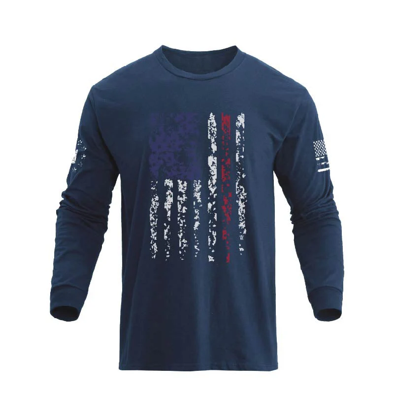 Men's American Flag Shield Graphic Long Sleeve  T-Shirt - Image 22