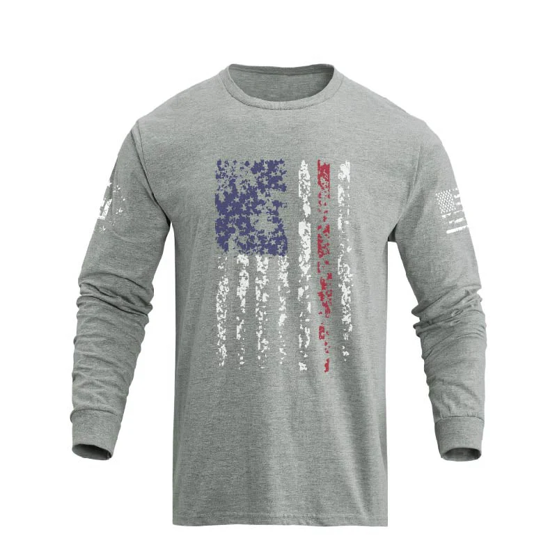 Men's American Flag Shield Graphic Long Sleeve  T-Shirt - Image 24