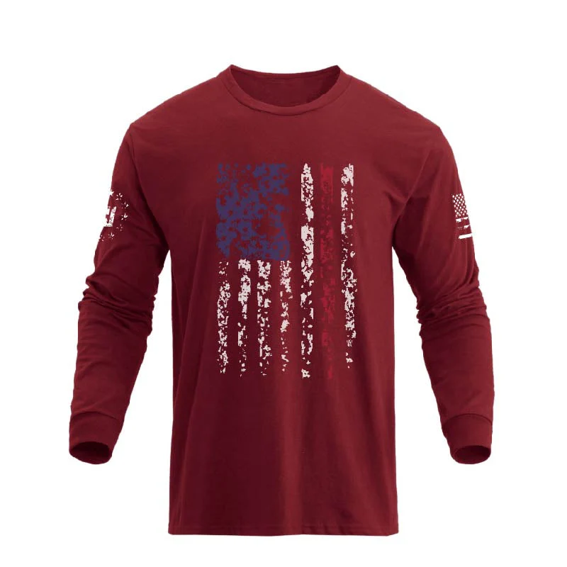 Men's American Flag Shield Graphic Long Sleeve  T-Shirt - Image 27