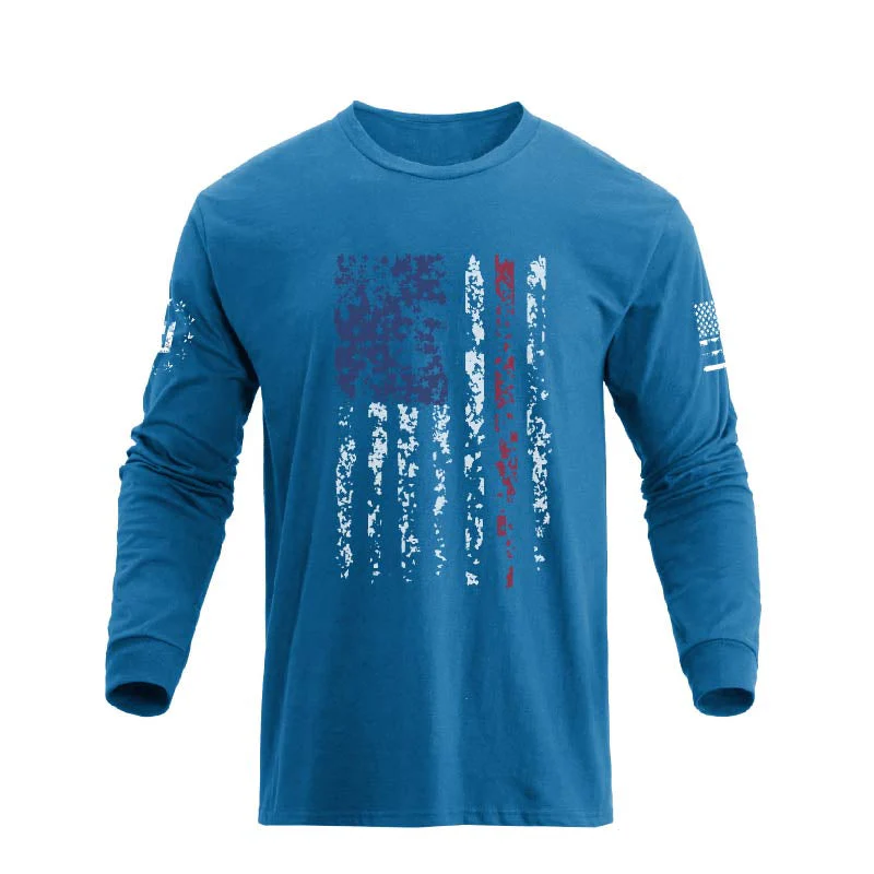 Men's American Flag Shield Graphic Long Sleeve  T-Shirt - Image 28