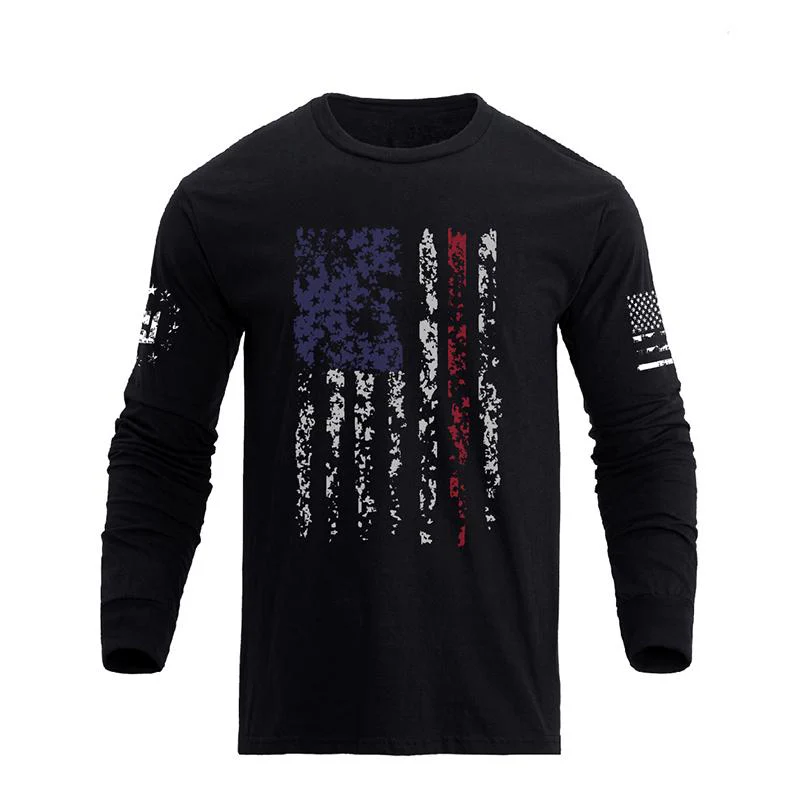 Men's American Flag Shield Graphic Long Sleeve  T-Shirt - Image 3