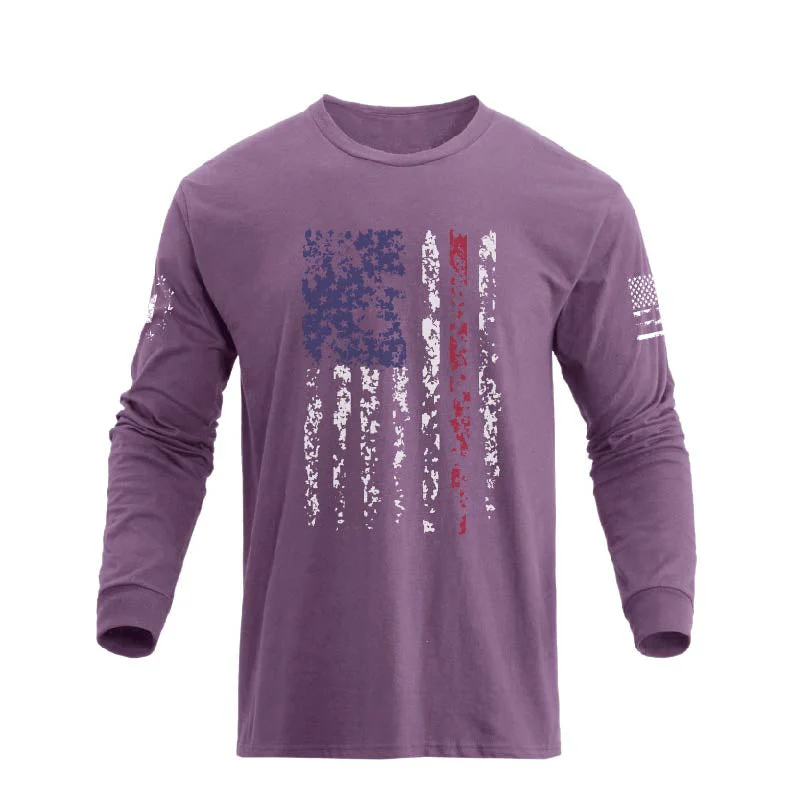 Men's American Flag Shield Graphic Long Sleeve  T-Shirt - Image 30