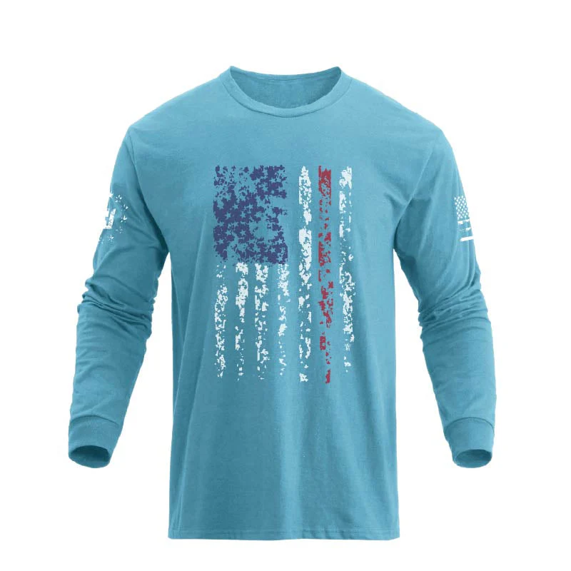 Men's American Flag Shield Graphic Long Sleeve  T-Shirt - Image 32