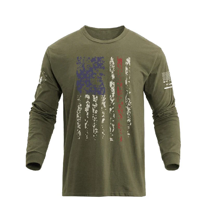 Men's American Flag Shield Graphic Long Sleeve  T-Shirt - Image 9