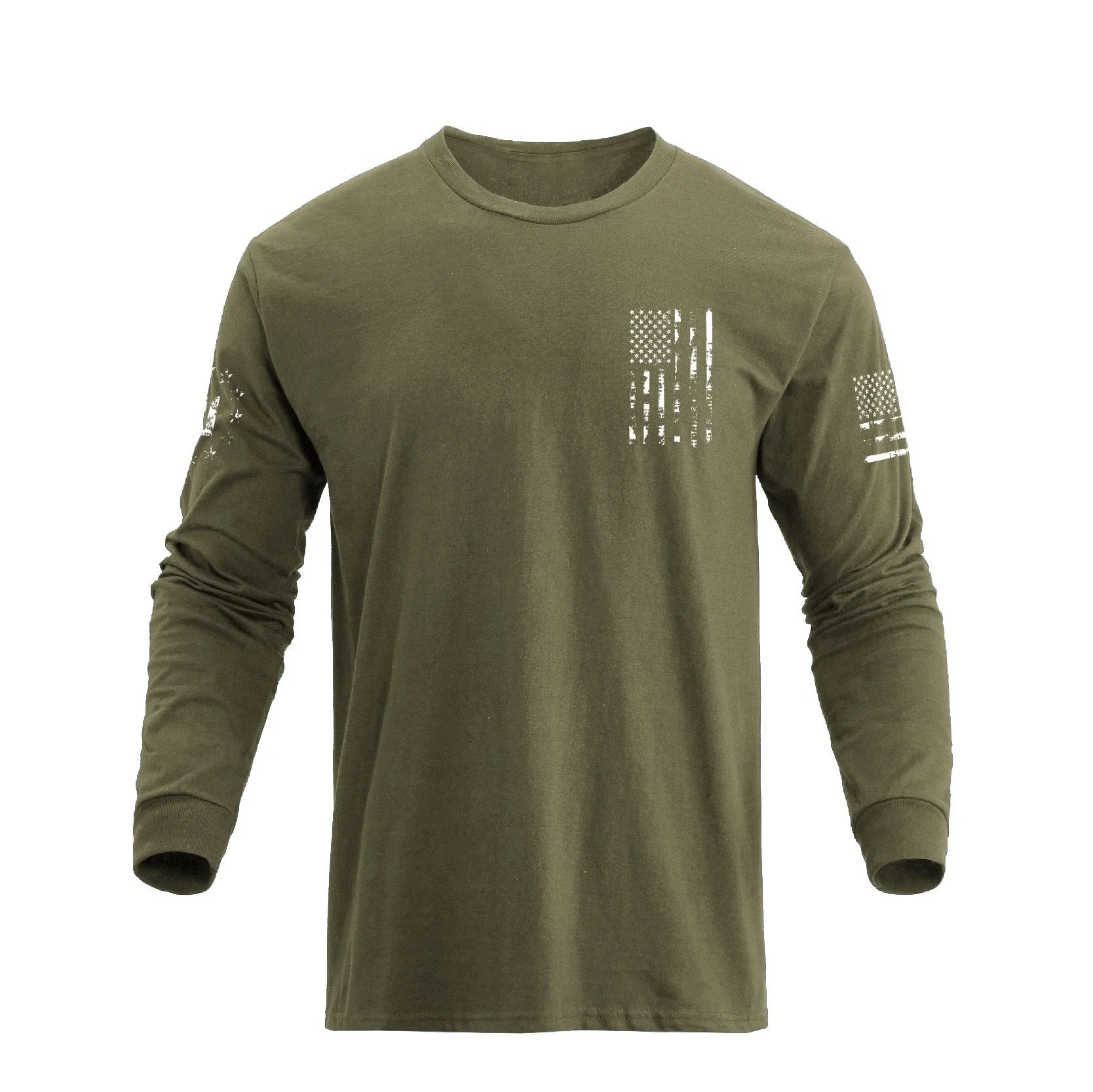 Men's 100% Cotton American Flag Cross Overlay Long Sleeve T-Shirt - Image 7