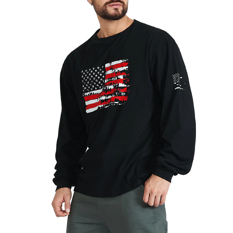 Men's American Flag Graphic Long Sleeve T-Shirt - Image 7