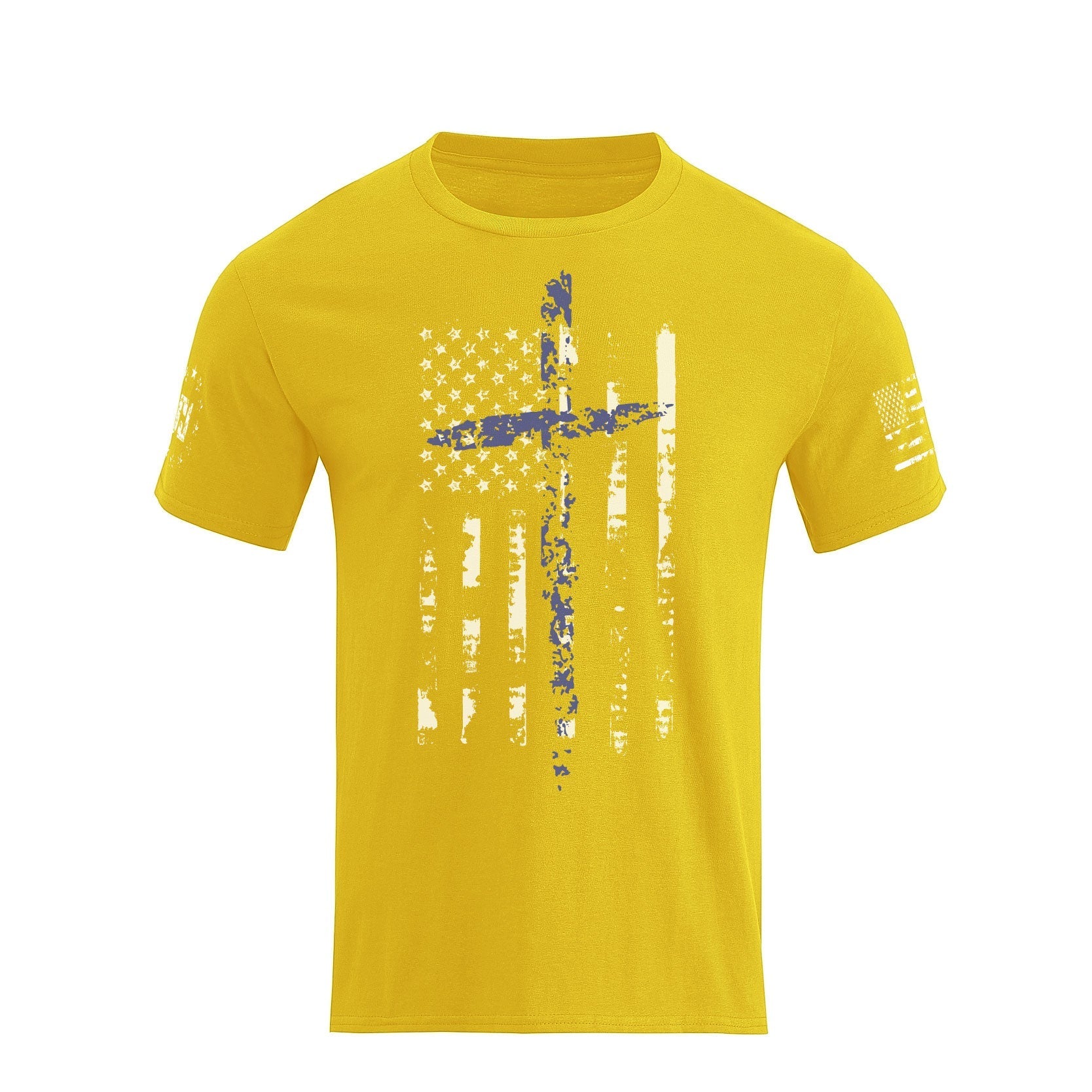 Men's American Flag Cross Overlay Graphic T-Shirt - Image 27