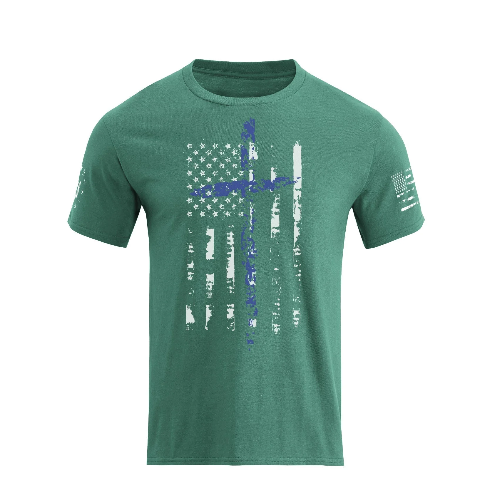 Men's American Flag Cross Overlay Graphic T-Shirt - Image 9