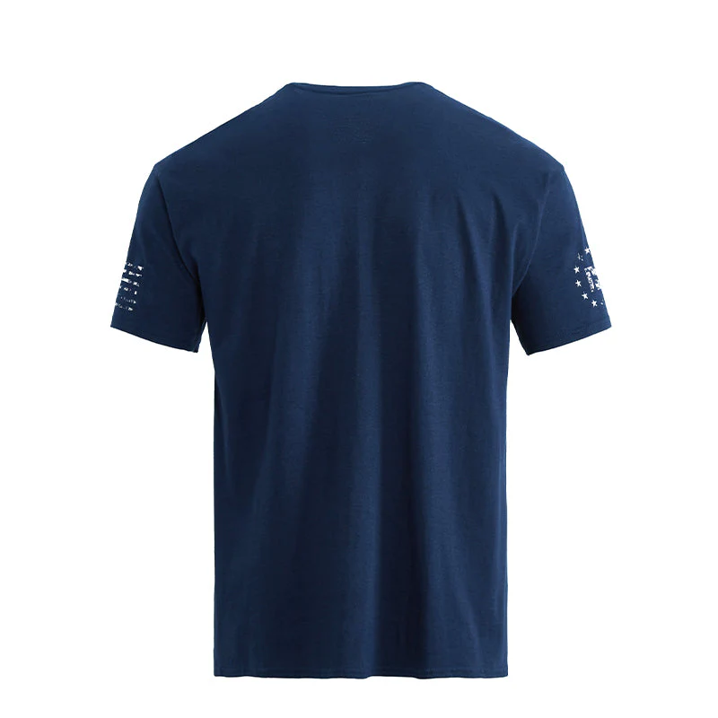 Men's Spartan Helmet American Flag Overlay Graphic Short Sleeve T-Shirt - Image 6