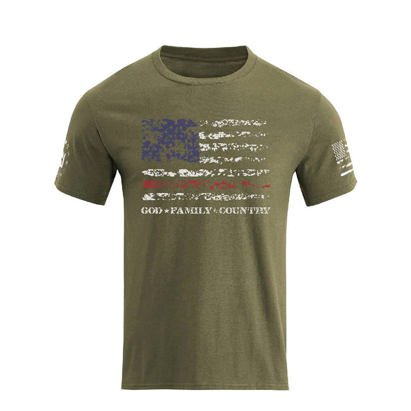 Men's GOD FAMILY COUNTRY American Flag Graphic T-Shirt - Image 3