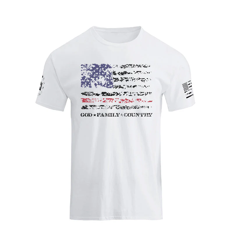 Men's GOD FAMILY COUNTRY American Flag Graphic T-Shirt - Image 9