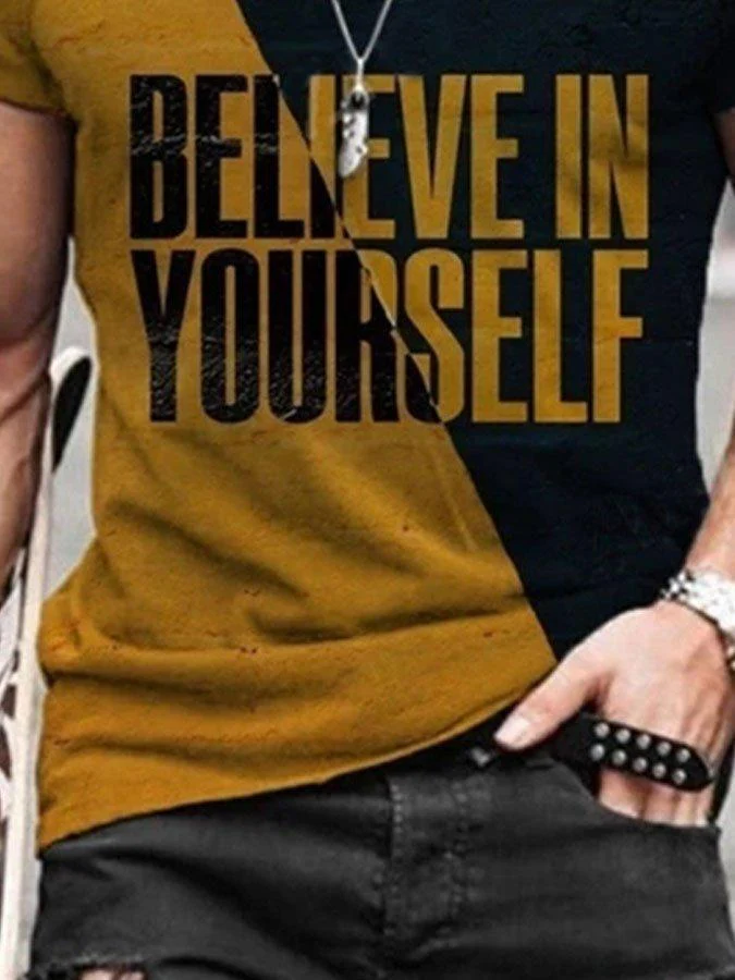 Yellow Casual Crew Neck Letter Shirts & Tops - Image 3