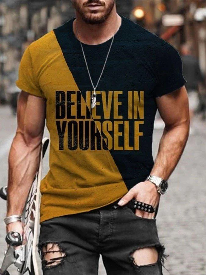Yellow Casual Crew Neck Letter Shirts & Tops - Image 4